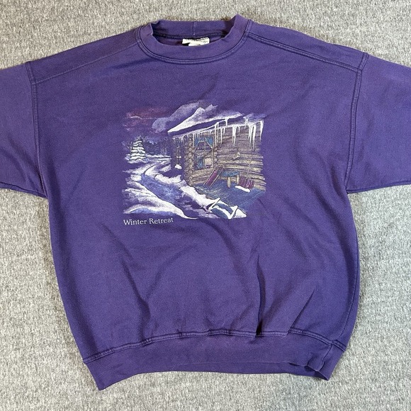 Vintage Northern Reflections Crewneck Sweatshirt L‎ Winter Retreat Cottagecore - Picture 1 of 7